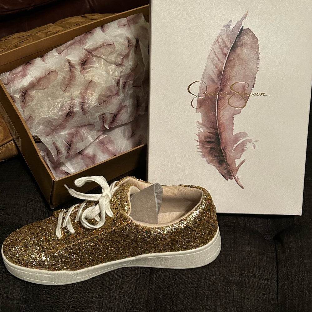 Jessica Simpson Sparkling Gold Sneakers